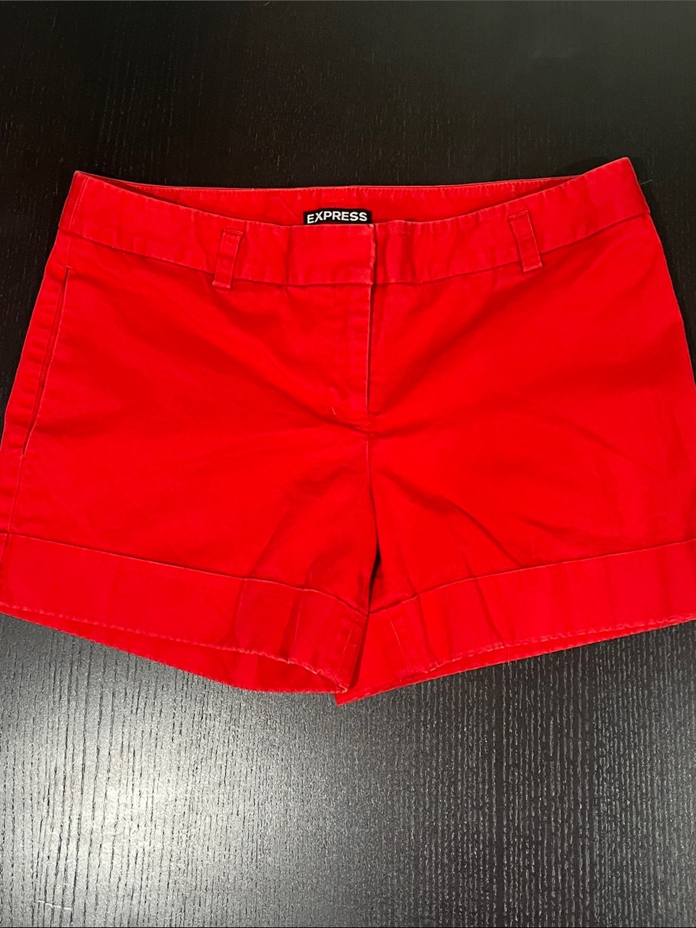 Express Bright Red Cuffed Chino Shorts - Size 4